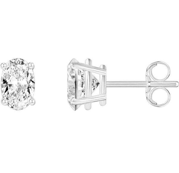 2 CTTW Sterling Silver Oval Cut Simulated Diamond Studs - Gifts for You 'n Me
