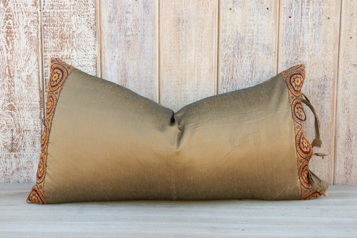 Isu Large Festive Indian Silk Queen Lumbar Pillow Cover