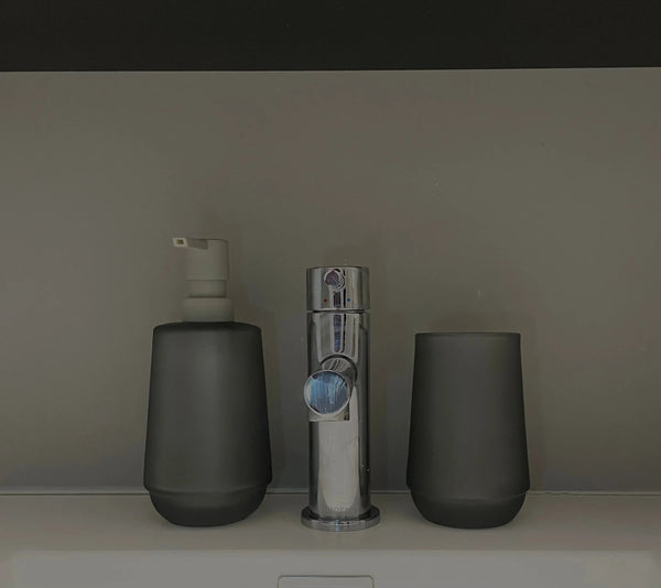 Frosted Glass Soap Dispenser Pump and Toothbrush Holder