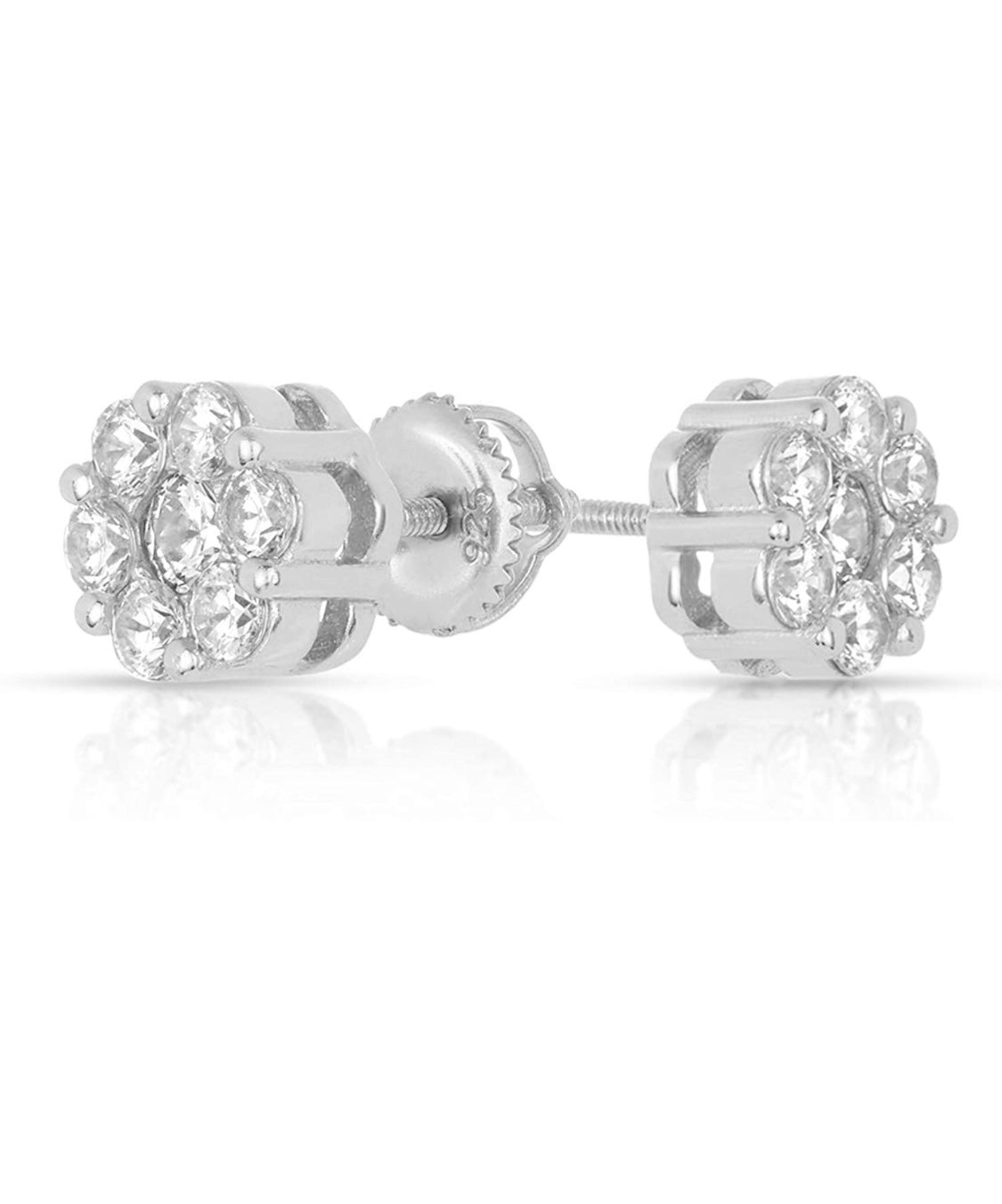 Solid Sterling Silver Flower Cluster Studs - 2 Colors