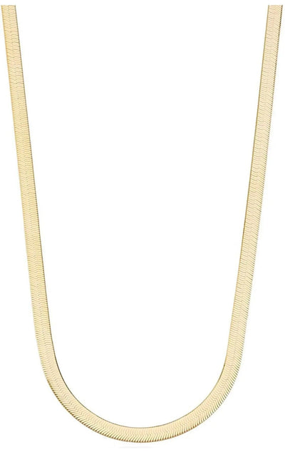 Solid Sterling Silver Yellow Gold Flashed Herringbone Necklace - 3 Lengths