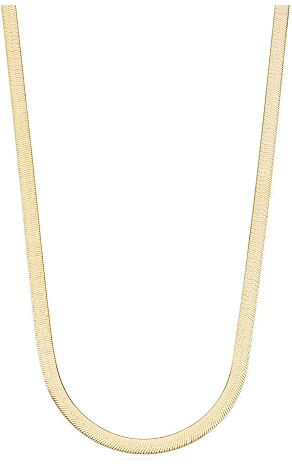 Solid Sterling Silver Yellow Gold Flashed Herringbone Necklace - 3 Lengths - Gifts for You 'n Me