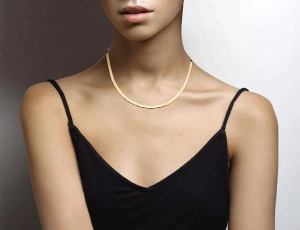 Solid Sterling Silver Yellow Gold Flashed Herringbone Necklace - 3 Lengths - Gifts for You 'n Me