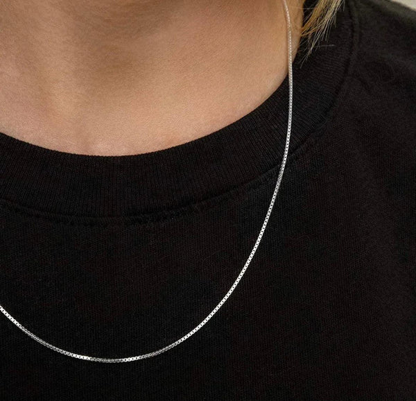 Donatello Gian Solid Sterling Silver Thin Box Chain Pendant Necklace - 5 Lengths - Gifts for You 'n Me