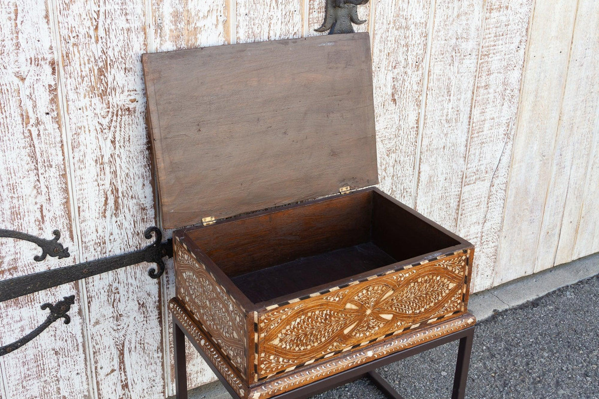 Anglo Indian Decorative Inlay Box on Stand