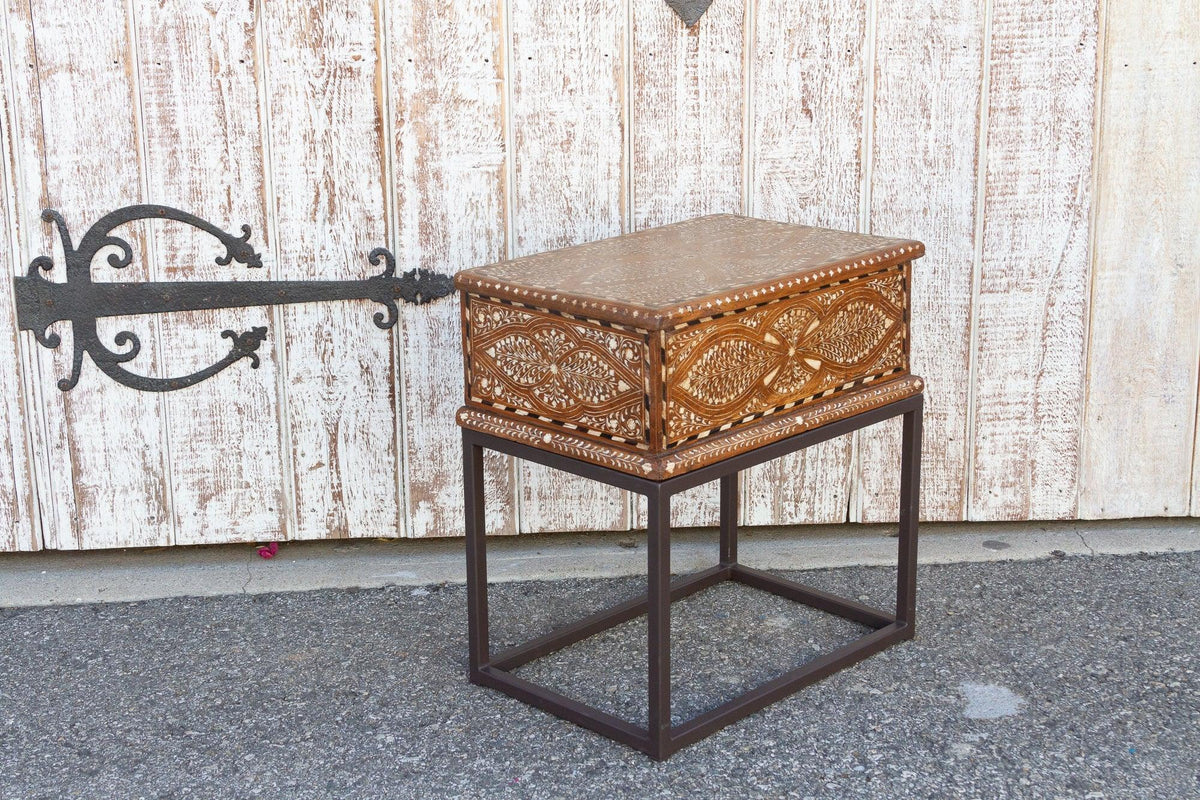Anglo Indian Decorative Inlay Box on Stand