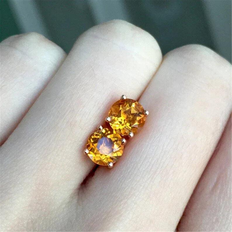 Sterling Silver Citrine Gemstone Studs - 2 Styles - Gifts for You 'n Me