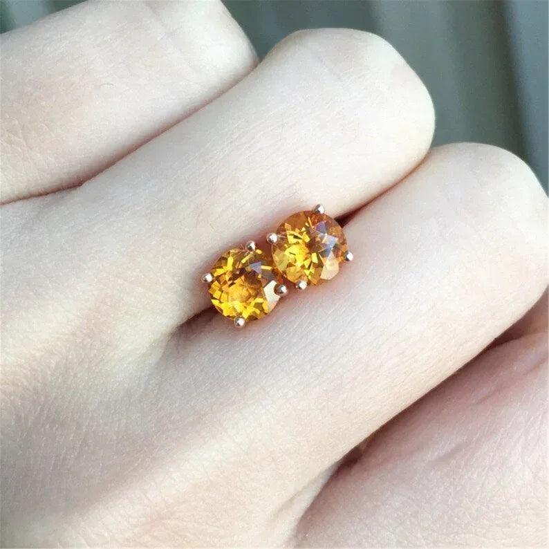 Sterling Silver Citrine Gemstone Studs - 2 Styles - Gifts for You 'n Me
