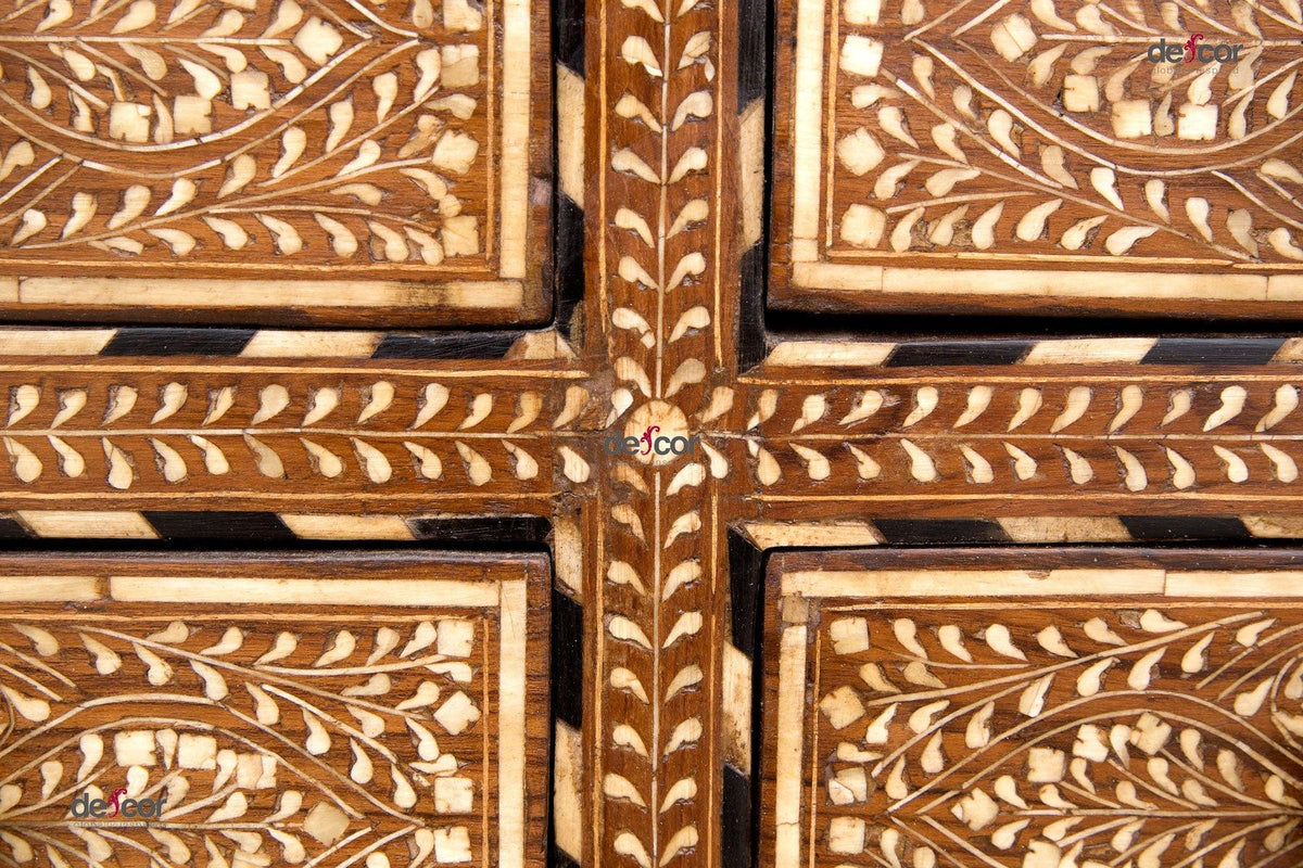 Tall Inlaid Apothecary Arch Dresser