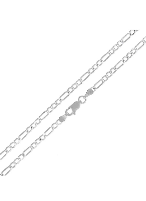 Solid Sterling Silver Thick 4MM Figaro Link Chain Unisex - Gifts for You 'n Me