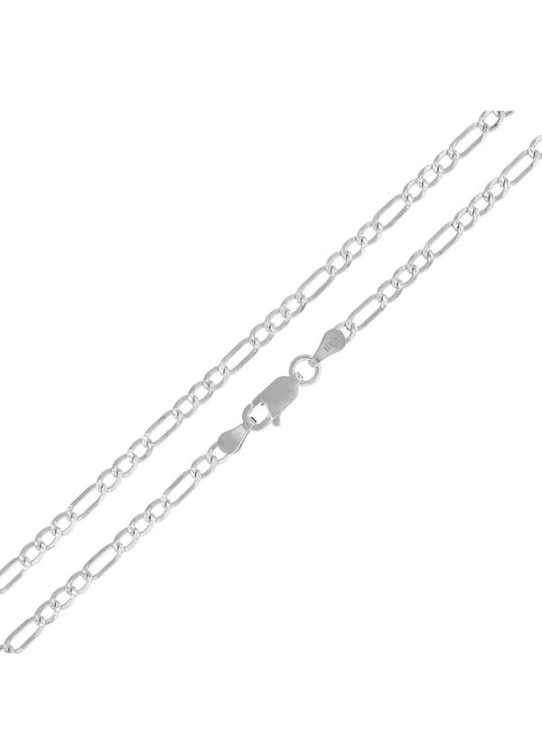 Solid Sterling Silver Thick 4MM Figaro Link Chain Unisex