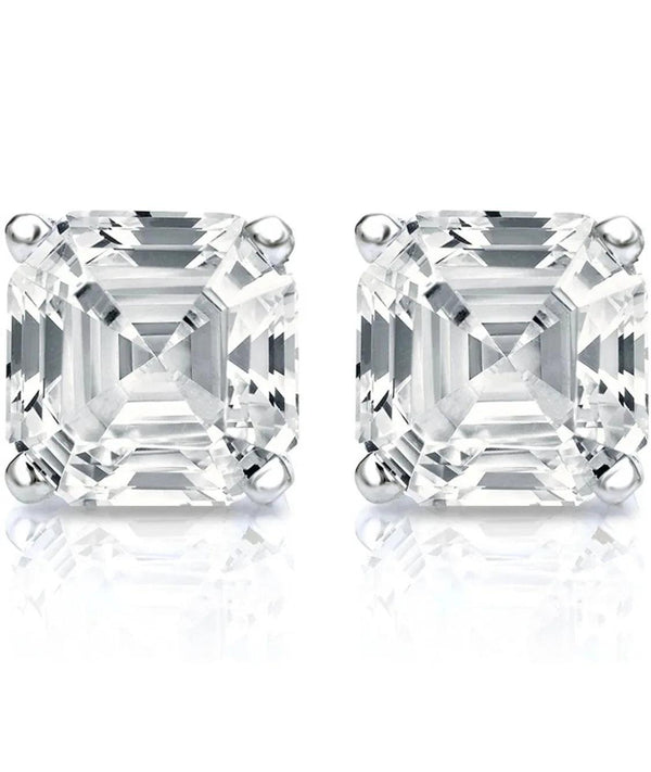3.00 CTTW Ascher Cut Solid Sterling Silver Earrings Made With Swarovski Elements - Gifts for You 'n Me