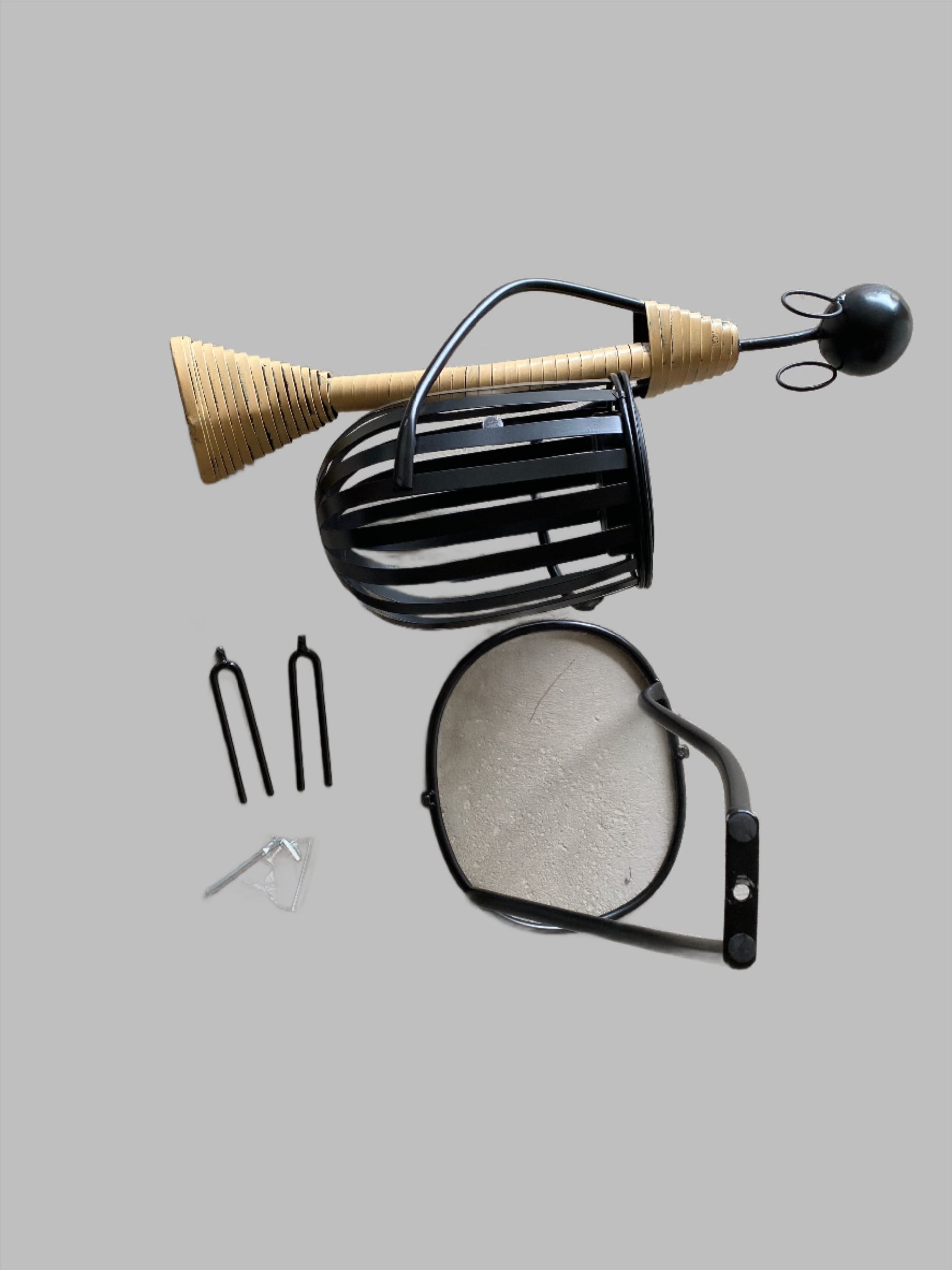 Abstract Tribal Lady Figurine Metal Sculpture holding Solar LED light