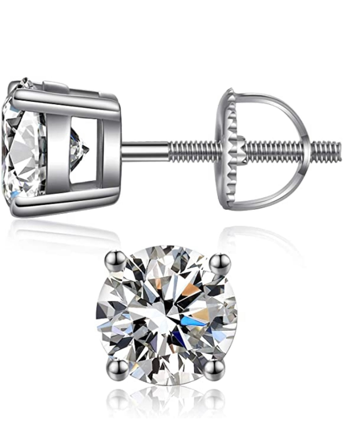 925 Sterling Silver 5MM Round Cut Screw Back Studs