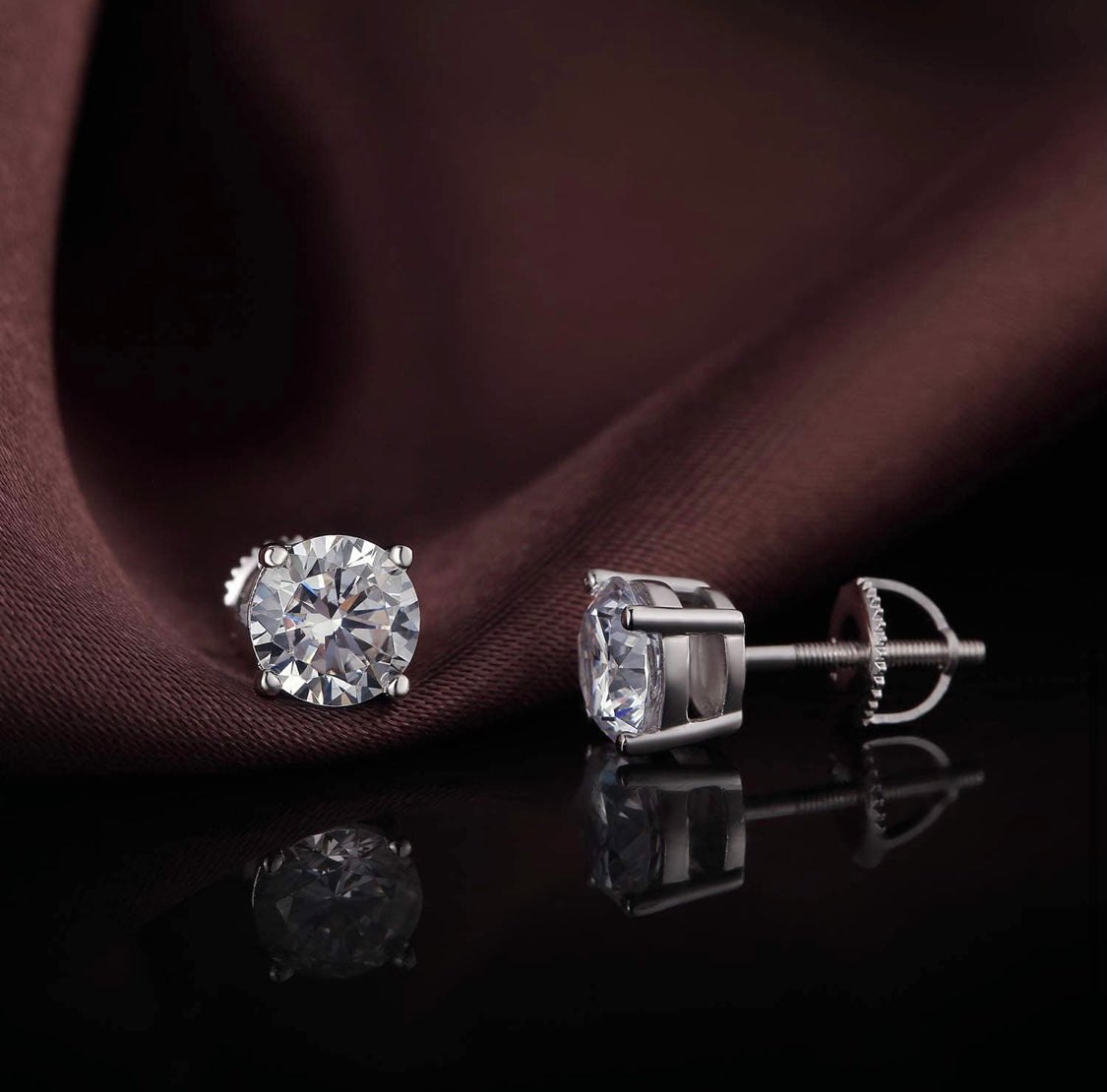 925 Sterling Silver 5MM Round Cut Screw Back Studs