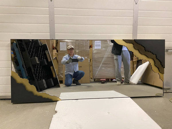 Contour Reflections: Dual-Tone Metal Frame Floor and Wall Mirror