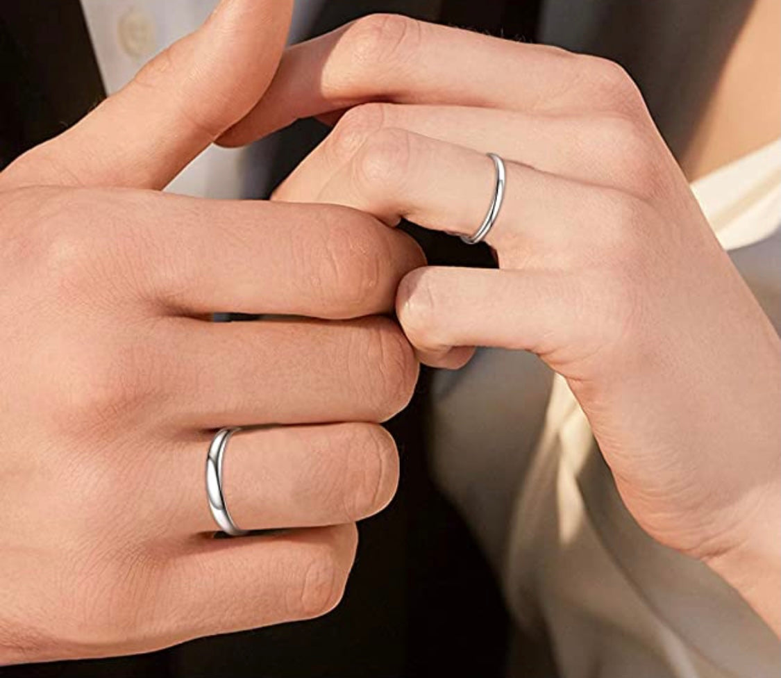 Solid 925 Sterling Silver Wedding Band Rings For Men And Women
