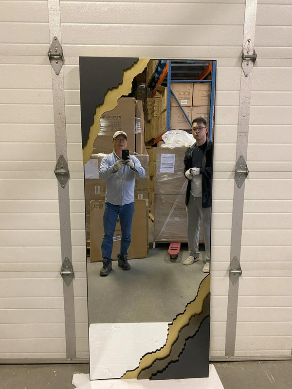 Contour Reflections: Dual-Tone Metal Frame Floor and Wall Mirror - Gifts for You 'n Me