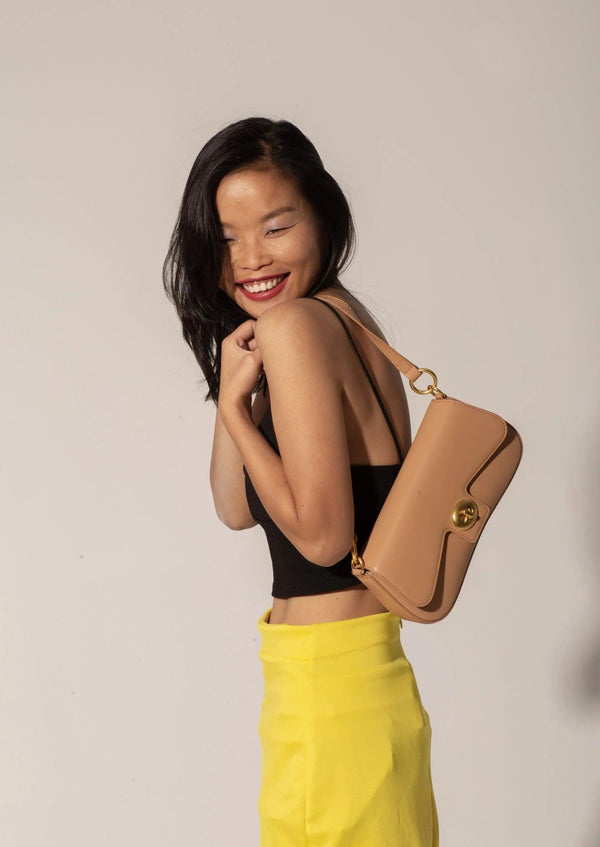 Jacqueline Leather Bag, Apricot - Gifts for You 'n Me