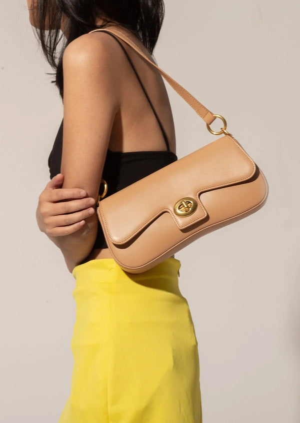 Jacqueline Leather Bag, Apricot - Gifts for You 'n Me