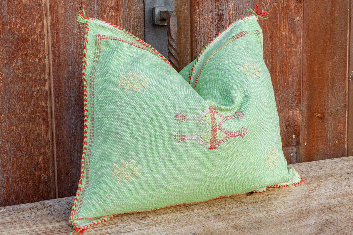 Doli Lumbar Moroccan Silk Rug Pillow