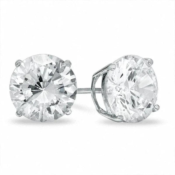 Sterling Silver 10MM Round Cut Solitaire Crystal Studs - Gifts for You 'n Me