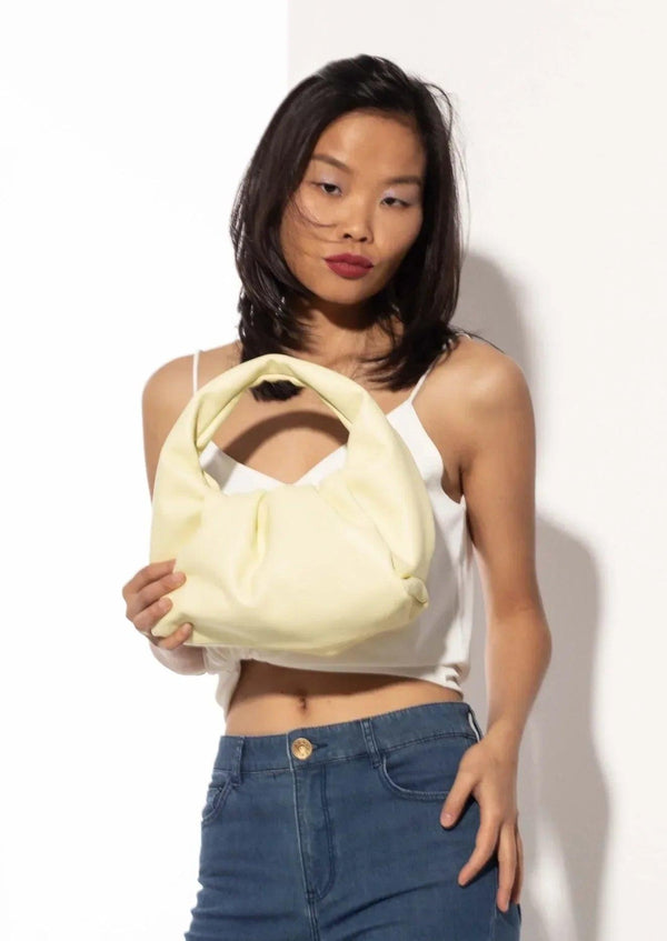 Marshmallow Croissant Bag in Soft Leather, Bright Yellow - Gifts for You 'n Me