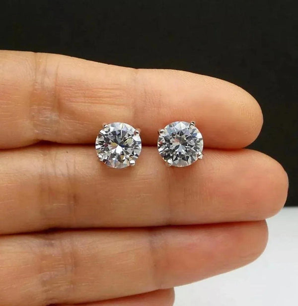 Sterling Silver 10MM Round Cut Solitaire Crystal Studs - Gifts for You 'n Me