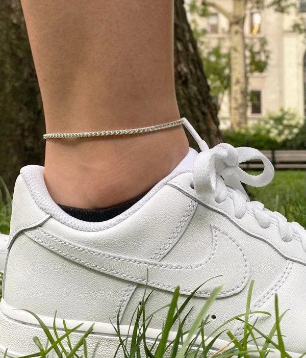 Solid Sterling Silver Franco Link Anklet - Gifts for You 'n Me