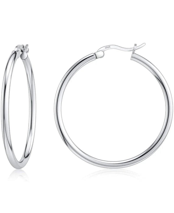 Sterling Silver Large 30MM Classic French Lock Hoops - Gifts for You 'n Me