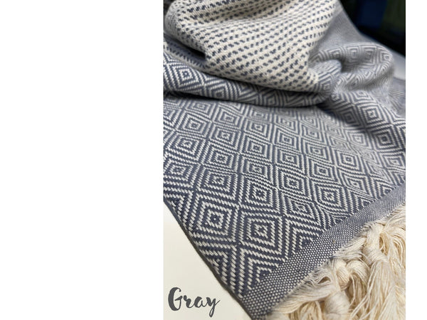 Dotty Diamond Grey Turkish Towel