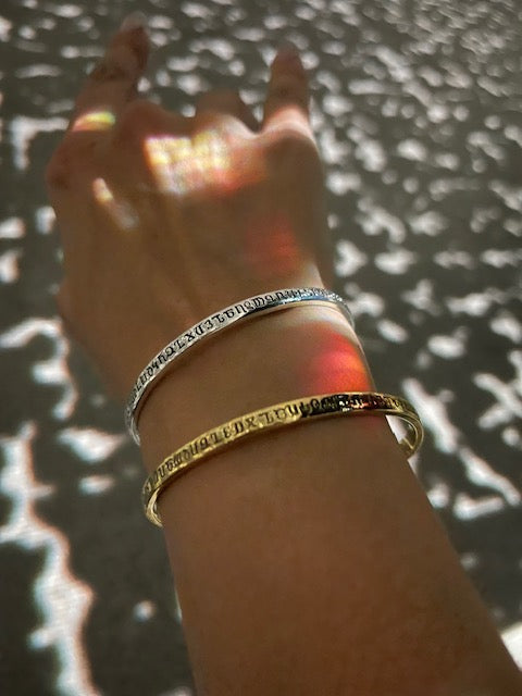 Armenian Alphabet Bracelet – 14K Gold Engraved Bangle