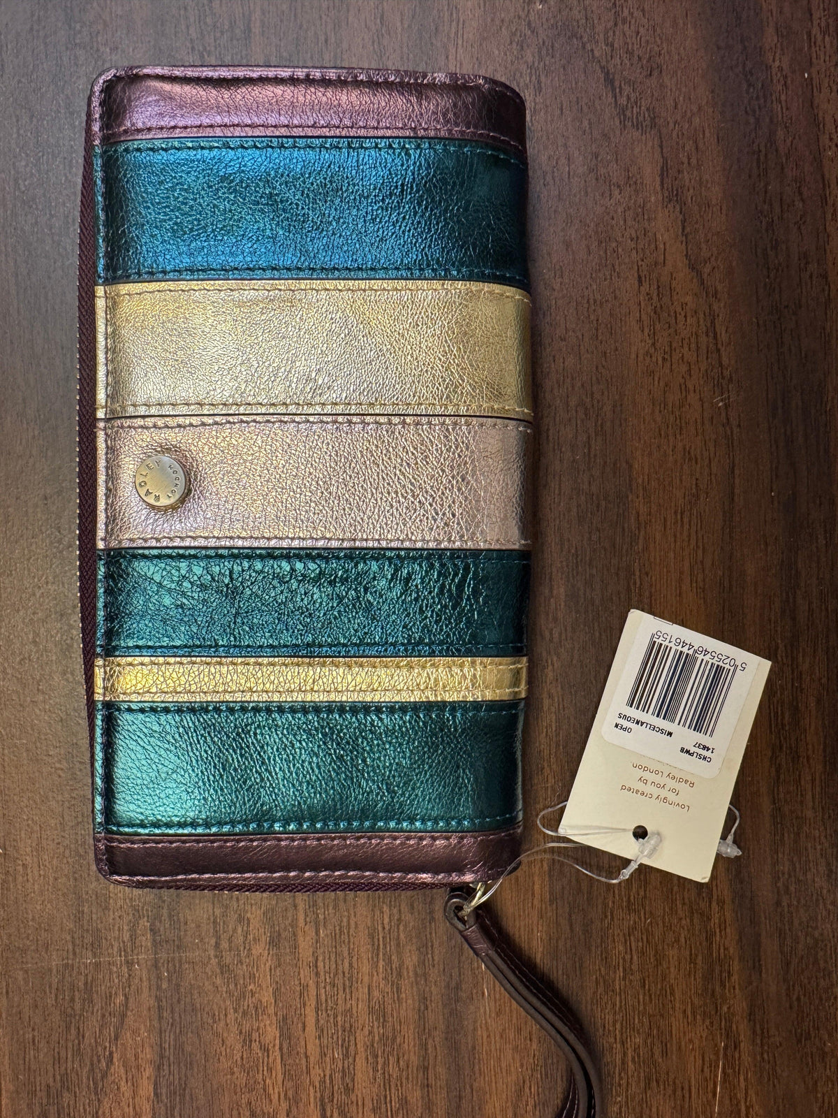 Radley London Clifton Hall Phone Leather Wristlet Metallic Amethyst Gold