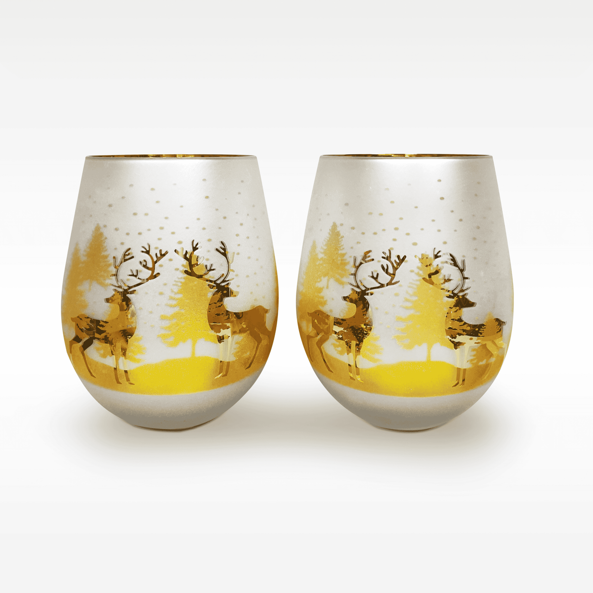 Gold & Silver Deer Stemless Wine Glasses
