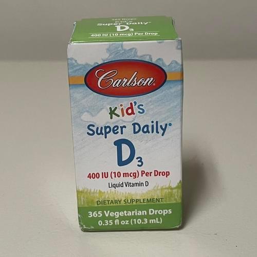 Carlson Kid's Super Daily D3 Liquid 400 IU, 0.35 fl oz, EXP 01/2027