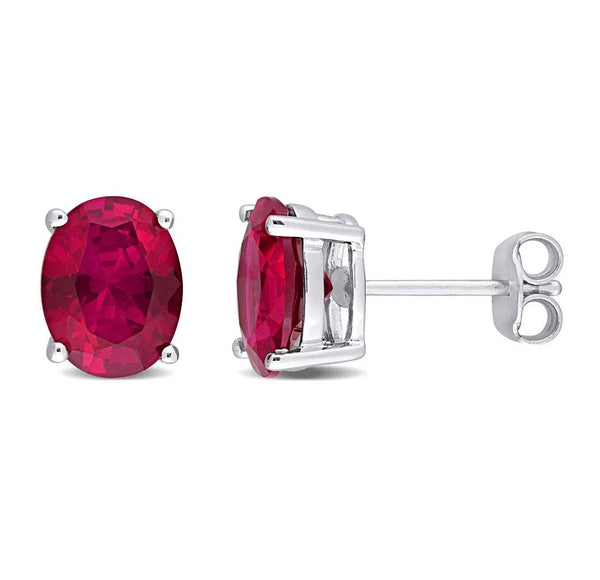 Oval Simulated Ruby Stud Earrings - Gifts for You 'n Me