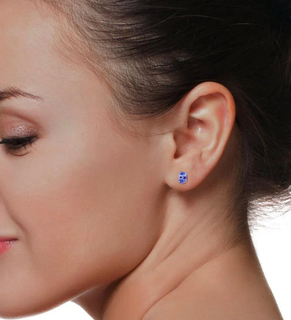 Donatello Gian 925 Sterling Silver Genuine Oval Tanzanite Gemstone Earrings - Gifts for You 'n Me