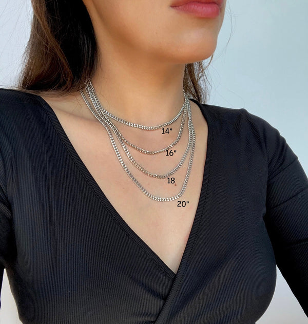 Sterling Silver 925 Curb Chain 3.5MM, 16