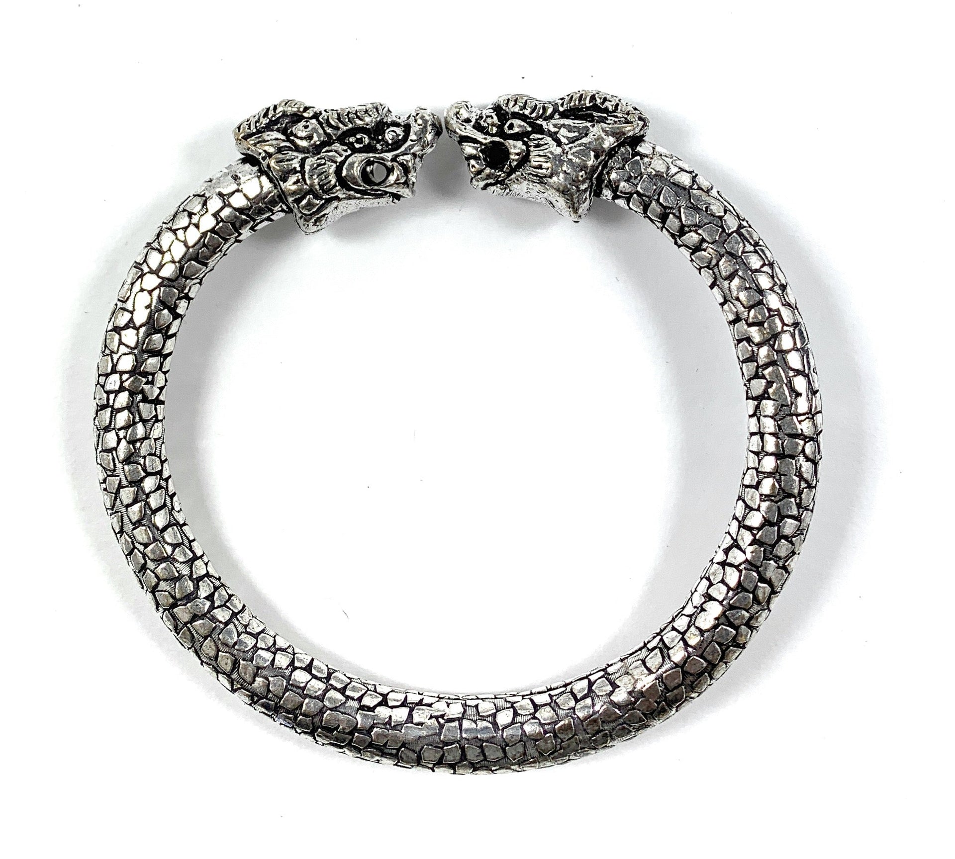 Antique Norse Viking Bracelet With Lion Heads & Snake Pattern