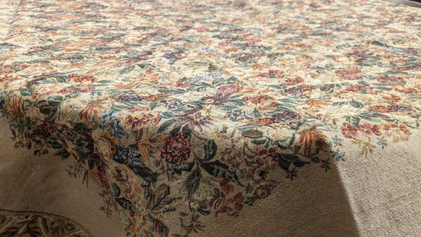 DaDa Bedding Wildflower Wonderland Floral Golden Beige Tan Square Dining Table Cloth (3100)