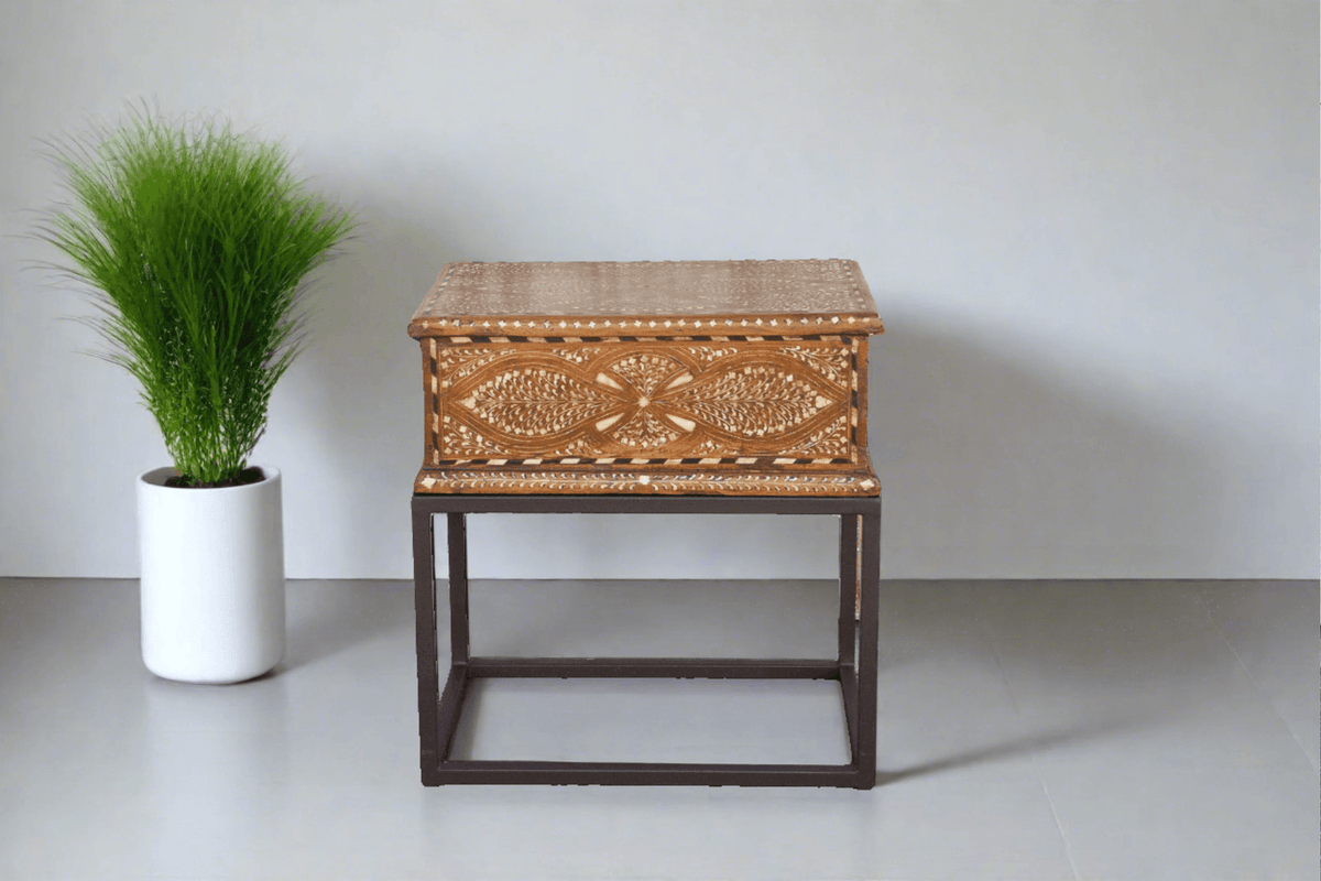 Anglo Indian Decorative Inlay Box on Stand