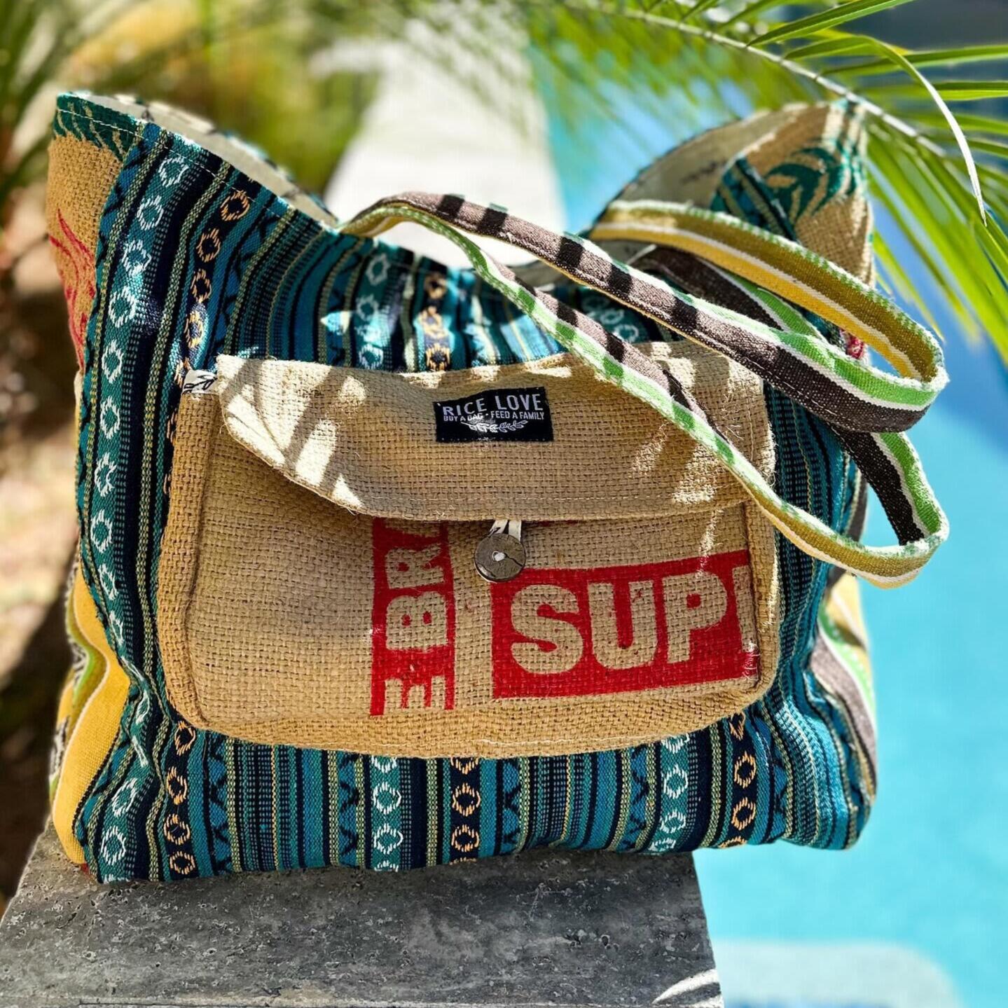 Recycled Travel Tote Goa Rice Love