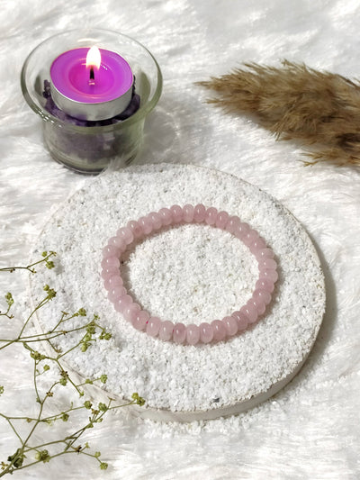 Rondelle Beads Rose Quartz Bracelets, Healing Crystal Bracelets.