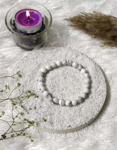 Howlite Faceted Beads Bracelet, Healing Crystal Bracelet