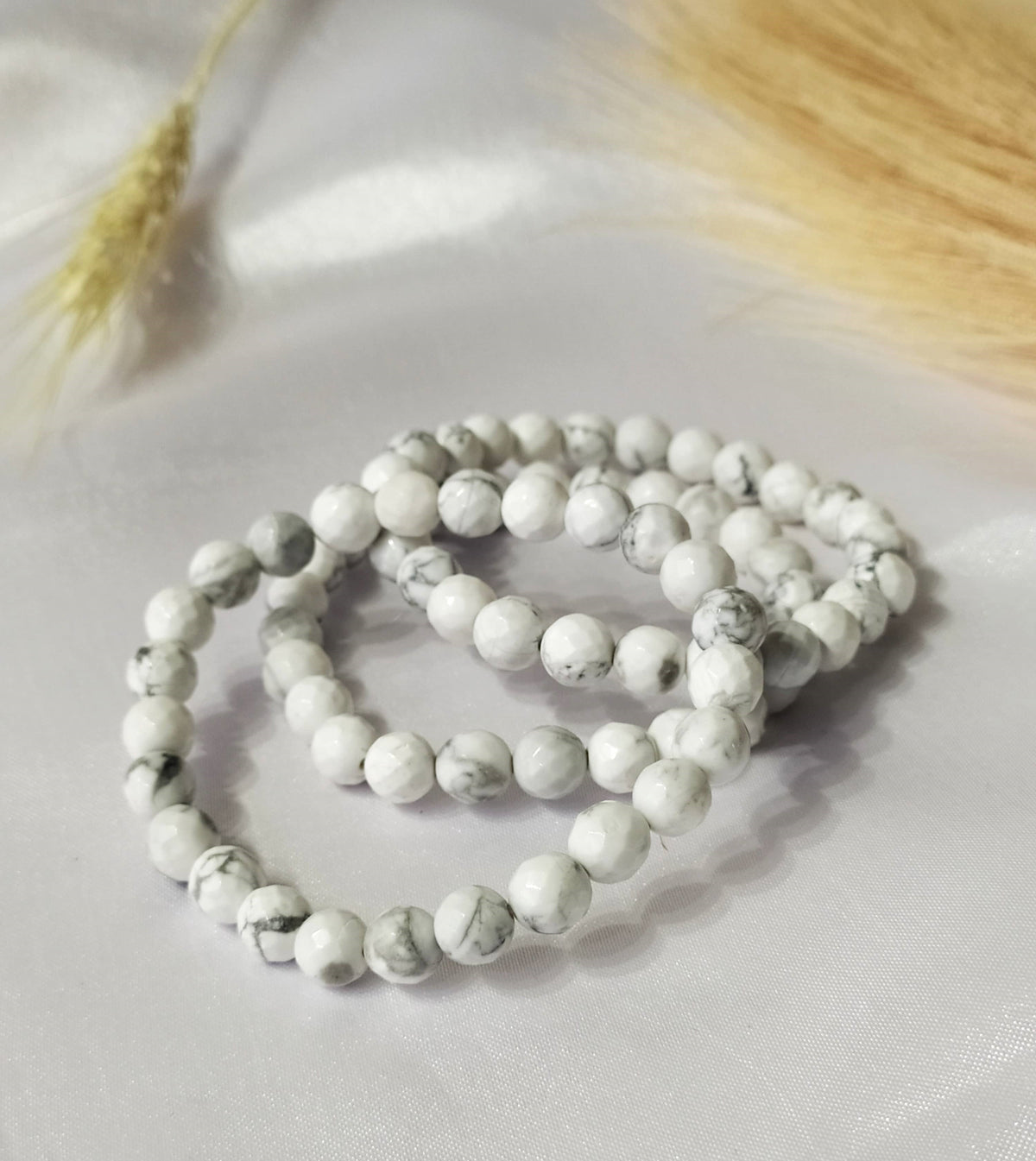 Howlite Faceted Beads Bracelet, Healing Crystal Bracelet