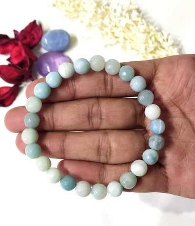 Faceted Amazonite Beads Bracelet, Crystal Bracelet.