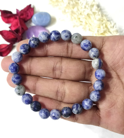 Sodalite Faceted Beads Bracelet, Crystal Bracelet.