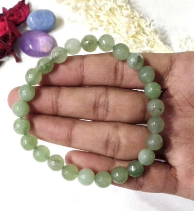 Green Aventurine Faceted Beads Bracelet, Crystal Bracelet