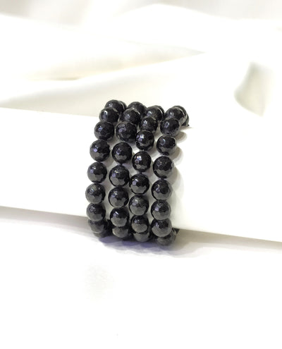 Faceted Black Tourmaline Beads Bracelet, Crystal Bracelet.
