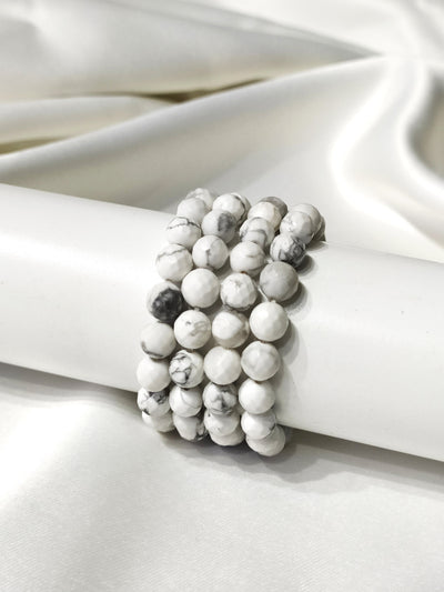 Howlite Faceted Beads Bracelet, Healing Crystal Bracelet